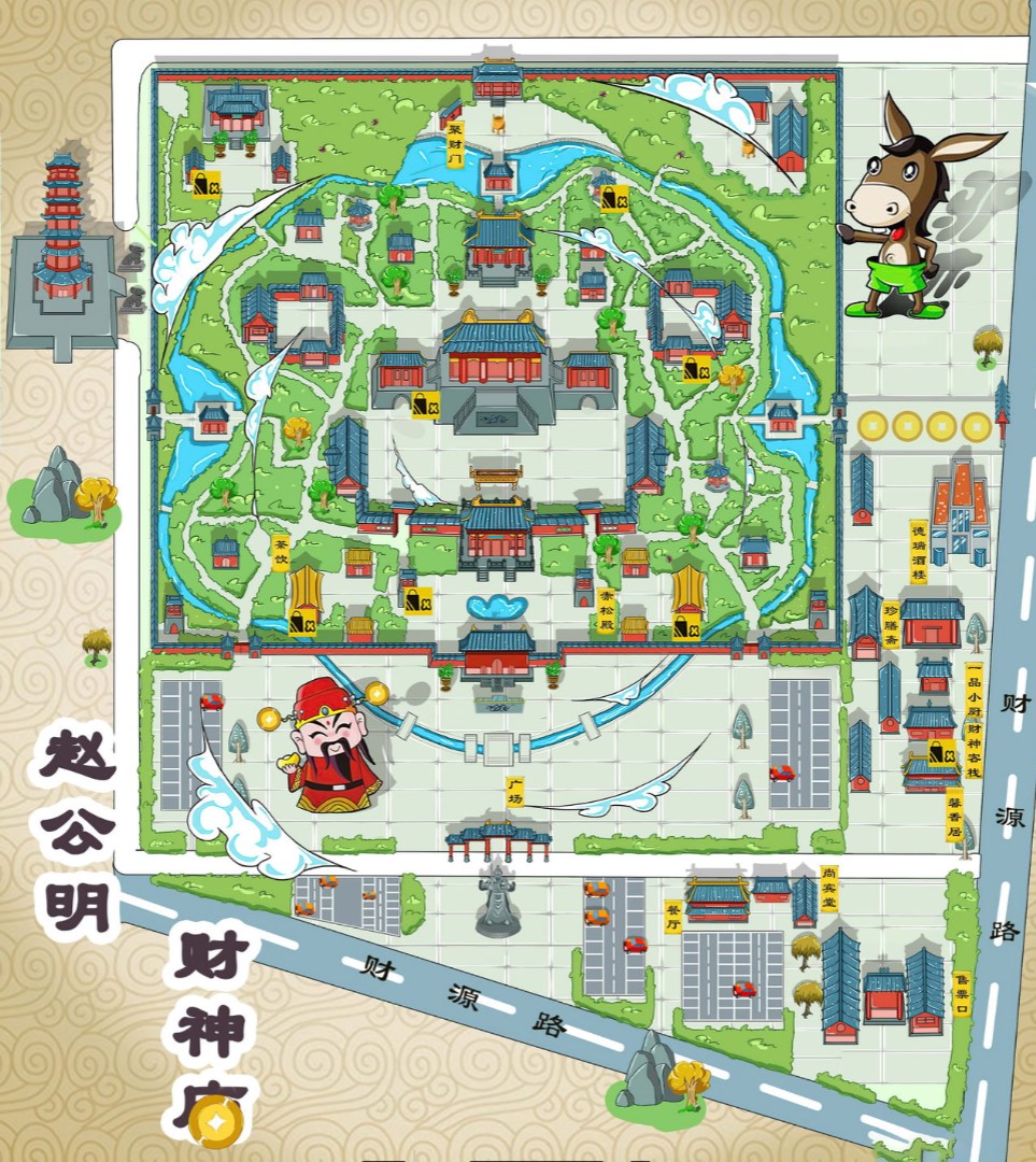 蓬溪寺庙类手绘地图
